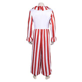 Clown In A Cornfield (2025) Flando Red Stripes Jumpsuit Outfits Horror Halloween Cosplay Costume